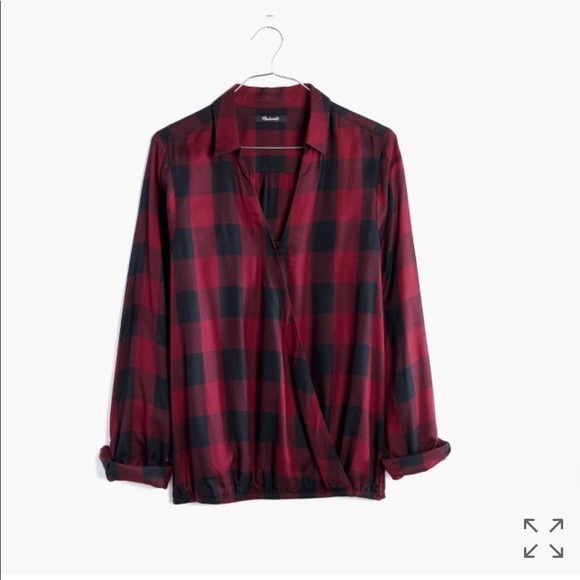MADEWELL Wrap Front checkered top size Small - Picture 5 of 13